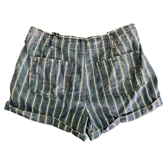 American Eagle striped cuffed pleated front denim shorts - Picture 2 of 12
